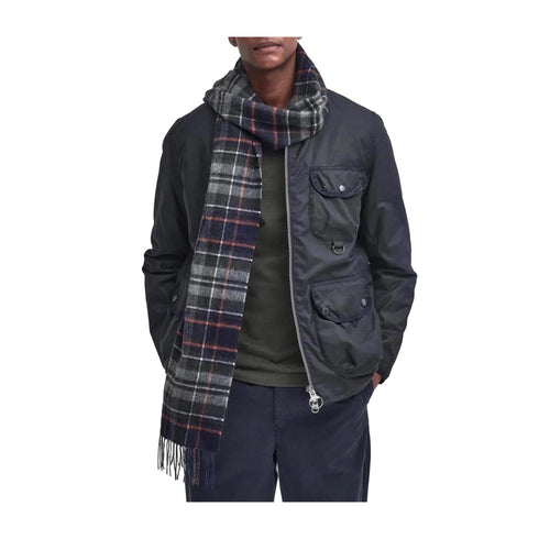Barbour Sciarpa Sciarpa Uomo tartan con frange Verde blu - Francavilla Moda
